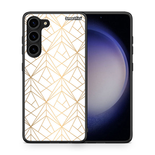Θήκη Samsung Galaxy S23 Plus Geometric Luxury White από τη Smartfits με σχέδιο στο πίσω μέρος και μαύρο περίβλημα | Samsung Galaxy S23 Plus Geometric Luxury White Case with Colorful Back and Black Bezels