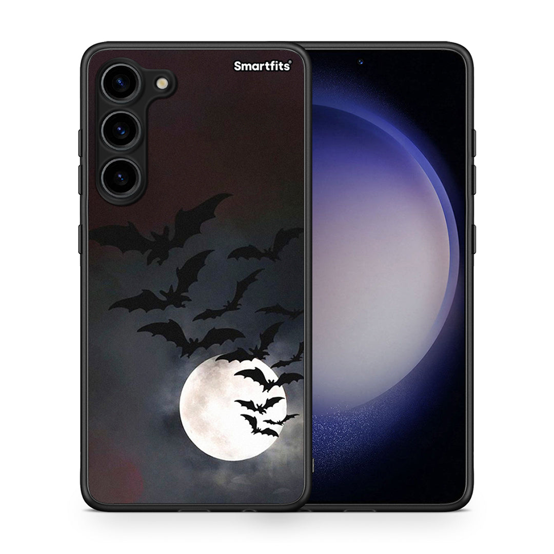 Θήκη Samsung Galaxy S23 Plus Halloween Bat Night από τη Smartfits με σχέδιο στο πίσω μέρος και μαύρο περίβλημα | Samsung Galaxy S23 Plus Halloween Bat Night Case with Colorful Back and Black Bezels