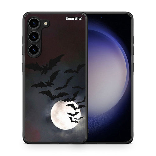 Θήκη Samsung Galaxy S23 Plus Halloween Bat Night από τη Smartfits με σχέδιο στο πίσω μέρος και μαύρο περίβλημα | Samsung Galaxy S23 Plus Halloween Bat Night Case with Colorful Back and Black Bezels