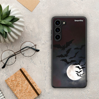 Θήκη Samsung Galaxy S23 Plus Halloween Bat Night από τη Smartfits με σχέδιο στο πίσω μέρος και μαύρο περίβλημα | Samsung Galaxy S23 Plus Halloween Bat Night Case with Colorful Back and Black Bezels