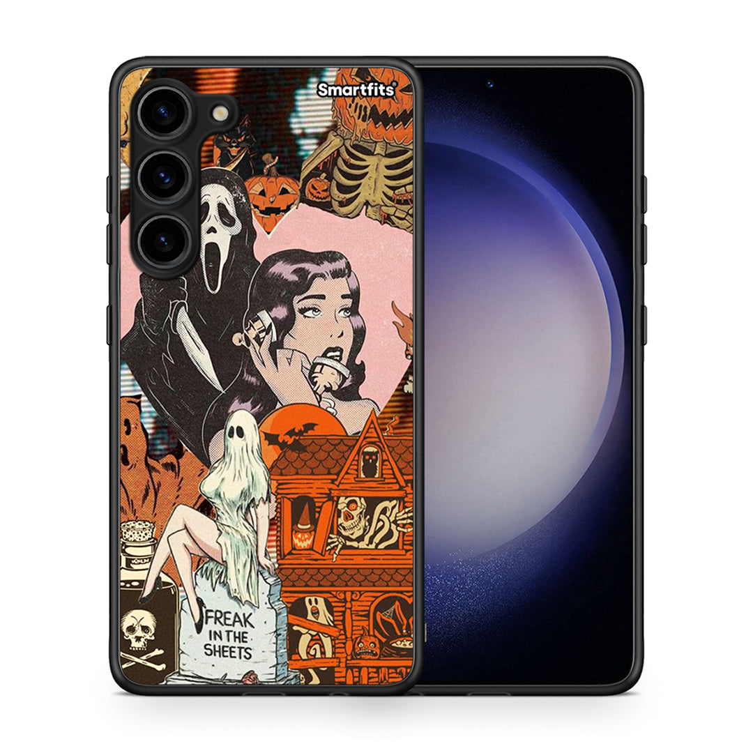 Θήκη Samsung Galaxy S23 Plus Halloween Collage από τη Smartfits με σχέδιο στο πίσω μέρος και μαύρο περίβλημα | Samsung Galaxy S23 Plus Halloween Collage Case with Colorful Back and Black Bezels
