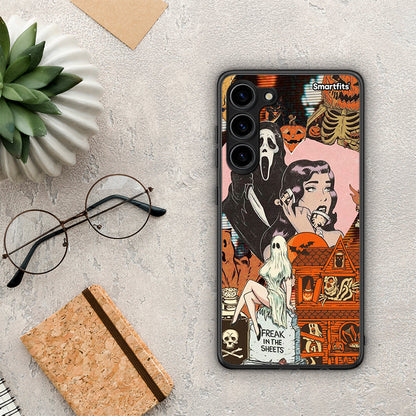 Θήκη Samsung Galaxy S23 Plus Halloween Collage από τη Smartfits με σχέδιο στο πίσω μέρος και μαύρο περίβλημα | Samsung Galaxy S23 Plus Halloween Collage Case with Colorful Back and Black Bezels