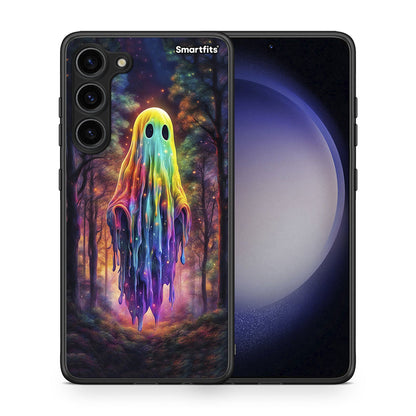 Θήκη Samsung Galaxy S23 Plus Halloween Ghost από τη Smartfits με σχέδιο στο πίσω μέρος και μαύρο περίβλημα | Samsung Galaxy S23 Plus Halloween Ghost Case with Colorful Back and Black Bezels