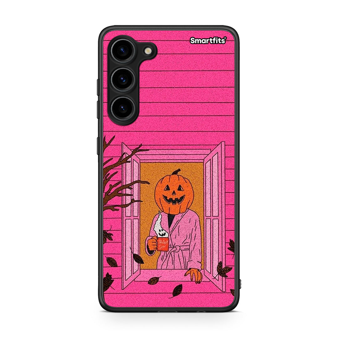 Θήκη Samsung Galaxy S23 Plus Halloween Pumpkin Lady από τη Smartfits με σχέδιο στο πίσω μέρος και μαύρο περίβλημα | Samsung Galaxy S23 Plus Halloween Pumpkin Lady Case with Colorful Back and Black Bezels