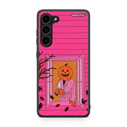 Θήκη Samsung Galaxy S23 Plus Halloween Pumpkin Lady από τη Smartfits με σχέδιο στο πίσω μέρος και μαύρο περίβλημα | Samsung Galaxy S23 Plus Halloween Pumpkin Lady Case with Colorful Back and Black Bezels