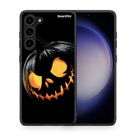 Θήκη Samsung Galaxy S23 Plus Halloween Scary Pumpkin από τη Smartfits με σχέδιο στο πίσω μέρος και μαύρο περίβλημα | Samsung Galaxy S23 Plus Halloween Scary Pumpkin Case with Colorful Back and Black Bezels