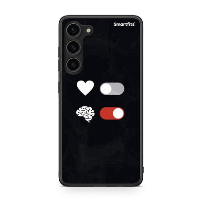 Θήκη Samsung Galaxy S23 Plus Heart Vs Brain από τη Smartfits με σχέδιο στο πίσω μέρος και μαύρο περίβλημα | Samsung Galaxy S23 Plus Heart Vs Brain Case with Colorful Back and Black Bezels