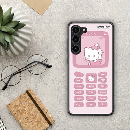 Θήκη Samsung Galaxy S23 Plus Hello Kitten από τη Smartfits με σχέδιο στο πίσω μέρος και μαύρο περίβλημα | Samsung Galaxy S23 Plus Hello Kitten Case with Colorful Back and Black Bezels