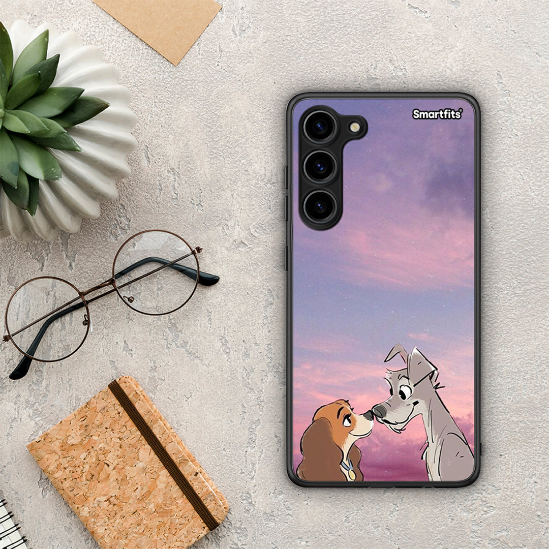 Θήκη Samsung Galaxy S23 Plus Lady And Tramp από τη Smartfits με σχέδιο στο πίσω μέρος και μαύρο περίβλημα | Samsung Galaxy S23 Plus Lady And Tramp Case with Colorful Back and Black Bezels