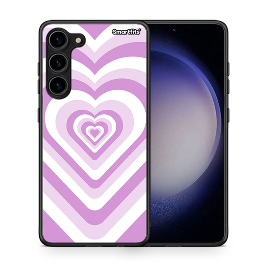 Θήκη Samsung Galaxy S23 Plus Lilac Hearts από τη Smartfits με σχέδιο στο πίσω μέρος και μαύρο περίβλημα | Samsung Galaxy S23 Plus Lilac Hearts Case with Colorful Back and Black Bezels