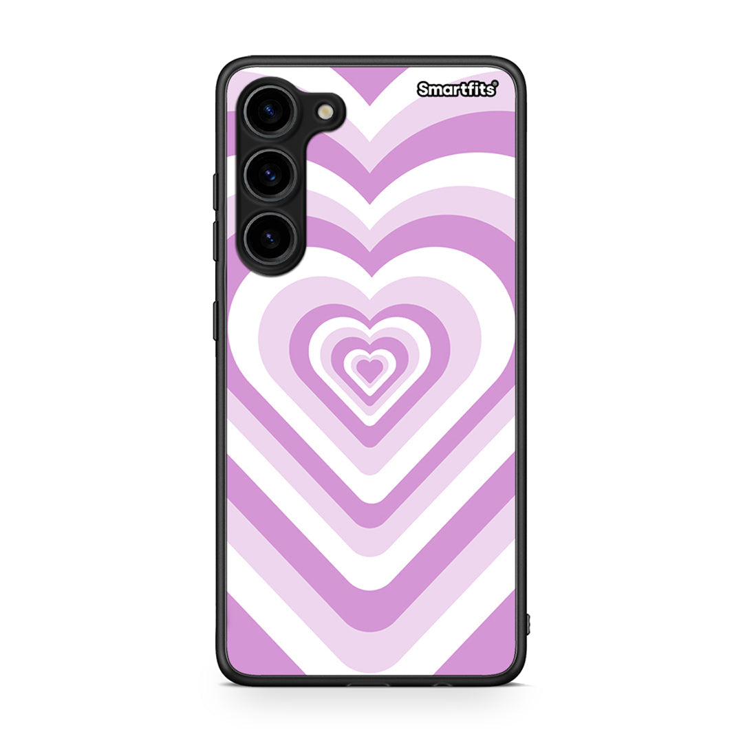 Θήκη Samsung Galaxy S23 Plus Lilac Hearts από τη Smartfits με σχέδιο στο πίσω μέρος και μαύρο περίβλημα | Samsung Galaxy S23 Plus Lilac Hearts Case with Colorful Back and Black Bezels