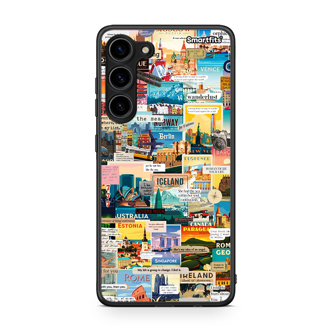 Θήκη Samsung Galaxy S23 Plus Live To Travel από τη Smartfits με σχέδιο στο πίσω μέρος και μαύρο περίβλημα | Samsung Galaxy S23 Plus Live To Travel Case with Colorful Back and Black Bezels