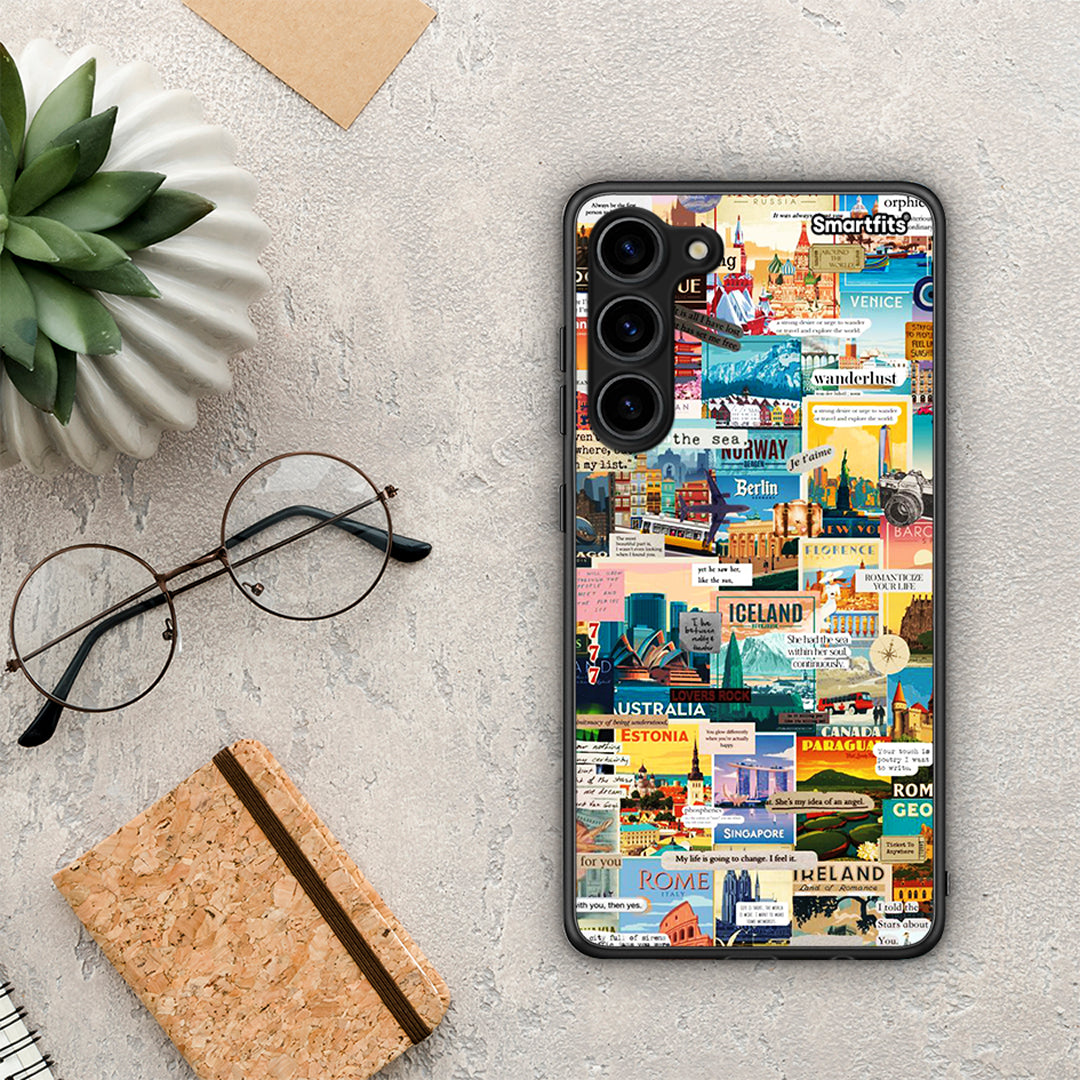 Θήκη Samsung Galaxy S23 Plus Live To Travel από τη Smartfits με σχέδιο στο πίσω μέρος και μαύρο περίβλημα | Samsung Galaxy S23 Plus Live To Travel Case with Colorful Back and Black Bezels