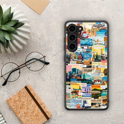 Θήκη Samsung Galaxy S23 Plus Live To Travel από τη Smartfits με σχέδιο στο πίσω μέρος και μαύρο περίβλημα | Samsung Galaxy S23 Plus Live To Travel Case with Colorful Back and Black Bezels