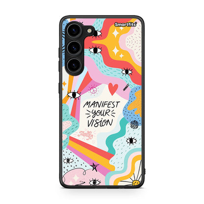 Θήκη Samsung Galaxy S23 Plus Manifest Your Vision από τη Smartfits με σχέδιο στο πίσω μέρος και μαύρο περίβλημα | Samsung Galaxy S23 Plus Manifest Your Vision Case with Colorful Back and Black Bezels