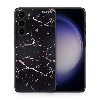 Θήκη Samsung Galaxy S23 Plus Marble Black Rosegold από τη Smartfits με σχέδιο στο πίσω μέρος και μαύρο περίβλημα | Samsung Galaxy S23 Plus Marble Black Rosegold Case with Colorful Back and Black Bezels