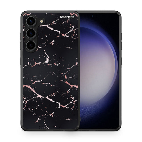 Θήκη Samsung Galaxy S23 Plus Marble Black Rosegold από τη Smartfits με σχέδιο στο πίσω μέρος και μαύρο περίβλημα | Samsung Galaxy S23 Plus Marble Black Rosegold Case with Colorful Back and Black Bezels