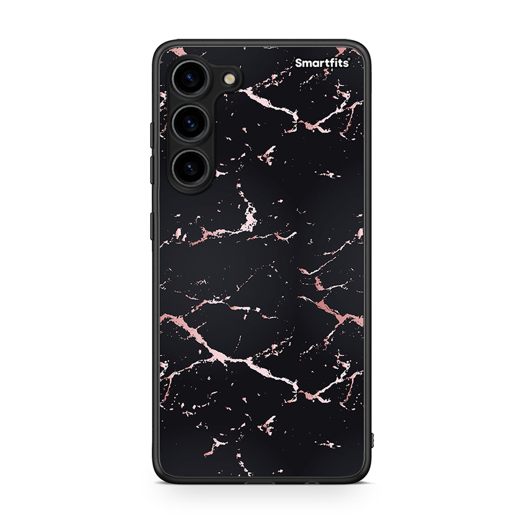 Θήκη Samsung Galaxy S23 Plus Marble Black Rosegold από τη Smartfits με σχέδιο στο πίσω μέρος και μαύρο περίβλημα | Samsung Galaxy S23 Plus Marble Black Rosegold Case with Colorful Back and Black Bezels