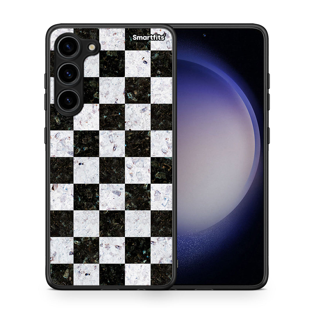 Θήκη Samsung Galaxy S23 Plus Marble Square Geometric από τη Smartfits με σχέδιο στο πίσω μέρος και μαύρο περίβλημα | Samsung Galaxy S23 Plus Marble Square Geometric Case with Colorful Back and Black Bezels