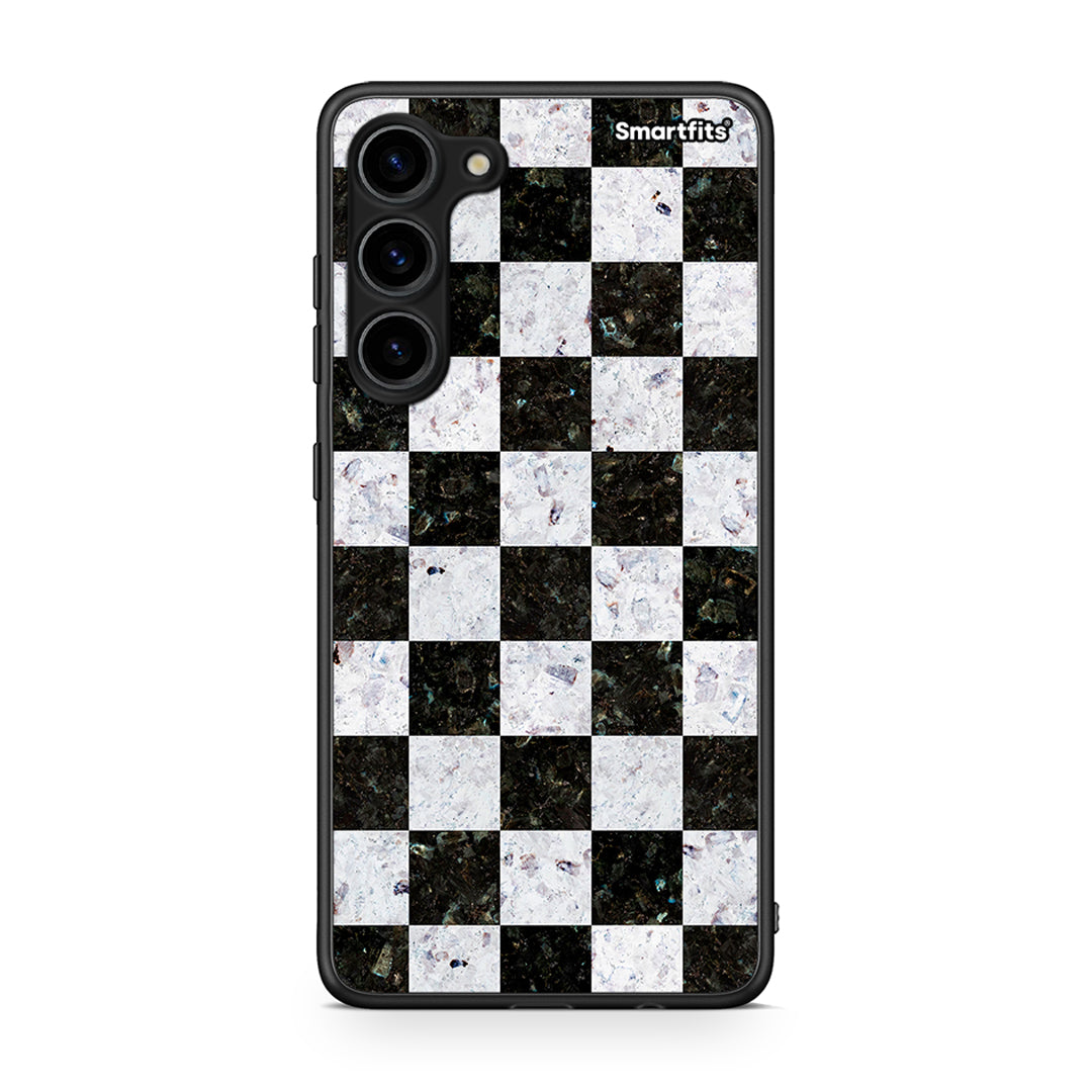 Θήκη Samsung Galaxy S23 Plus Marble Square Geometric από τη Smartfits με σχέδιο στο πίσω μέρος και μαύρο περίβλημα | Samsung Galaxy S23 Plus Marble Square Geometric Case with Colorful Back and Black Bezels