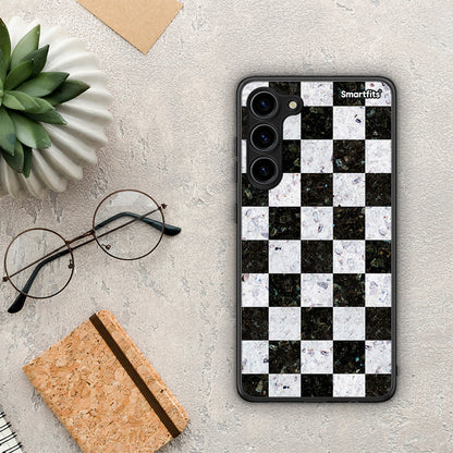 Θήκη Samsung Galaxy S23 Plus Marble Square Geometric από τη Smartfits με σχέδιο στο πίσω μέρος και μαύρο περίβλημα | Samsung Galaxy S23 Plus Marble Square Geometric Case with Colorful Back and Black Bezels