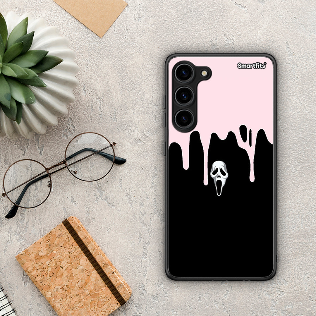 Θήκη Samsung Galaxy S23 Plus Melting Halloween Mask από τη Smartfits με σχέδιο στο πίσω μέρος και μαύρο περίβλημα | Samsung Galaxy S23 Plus Melting Halloween Mask Case with Colorful Back and Black Bezels