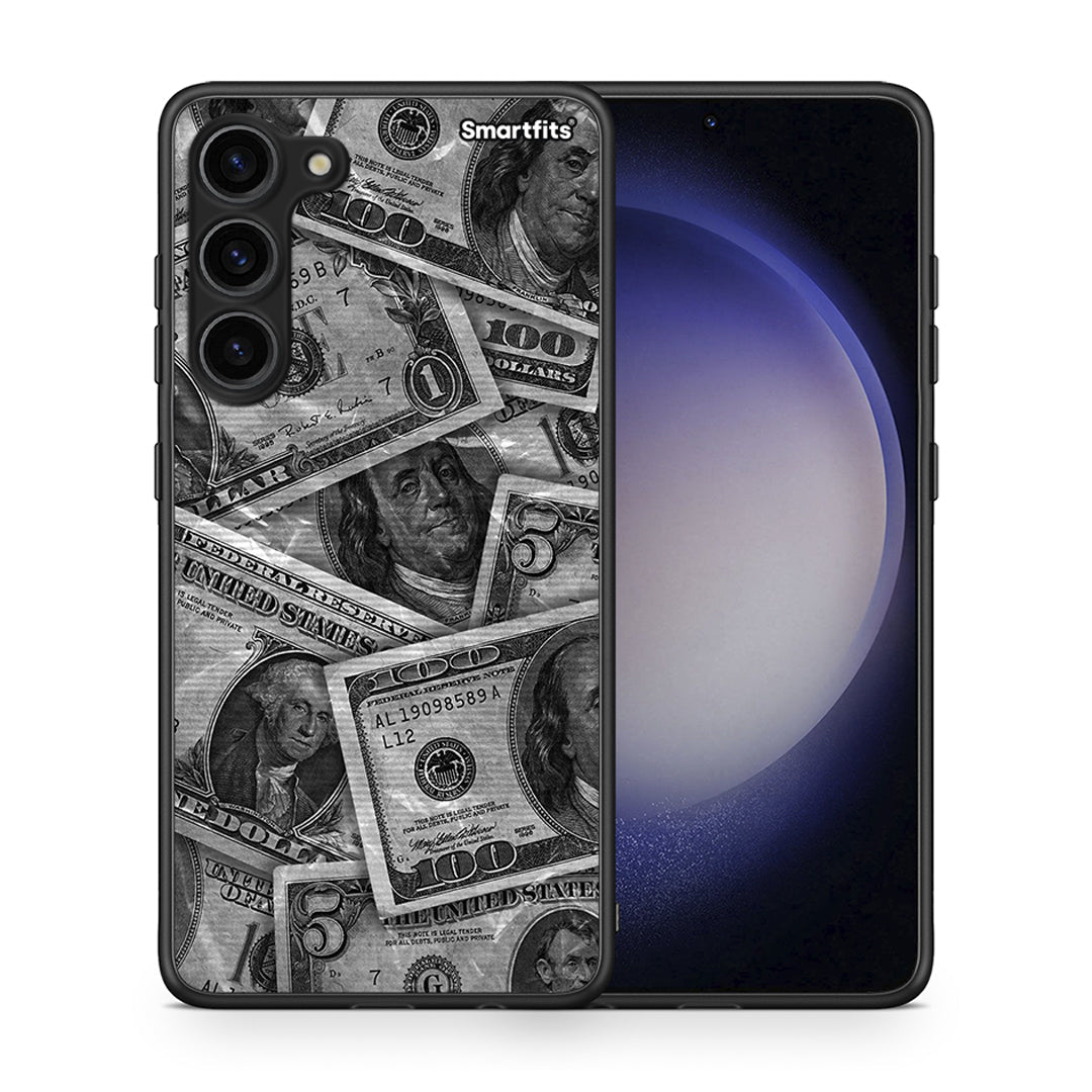 Θήκη Samsung Galaxy S23 Plus Money Dollars από τη Smartfits με σχέδιο στο πίσω μέρος και μαύρο περίβλημα | Samsung Galaxy S23 Plus Money Dollars Case with Colorful Back and Black Bezels