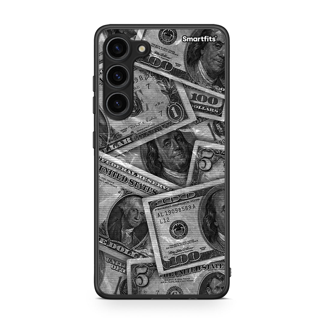 Θήκη Samsung Galaxy S23 Plus Money Dollars από τη Smartfits με σχέδιο στο πίσω μέρος και μαύρο περίβλημα | Samsung Galaxy S23 Plus Money Dollars Case with Colorful Back and Black Bezels