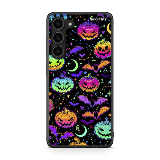 Θήκη Samsung Galaxy S23 Plus Neon Halloween από τη Smartfits με σχέδιο στο πίσω μέρος και μαύρο περίβλημα | Samsung Galaxy S23 Plus Neon Halloween Case with Colorful Back and Black Bezels