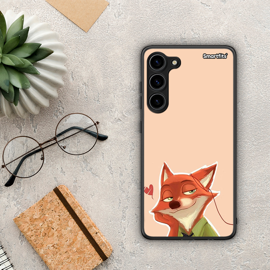 Θήκη Samsung Galaxy S23 Plus Nick Wilde And Judy Hopps Love 1 από τη Smartfits με σχέδιο στο πίσω μέρος και μαύρο περίβλημα | Samsung Galaxy S23 Plus Nick Wilde And Judy Hopps Love 1 Case with Colorful Back and Black Bezels