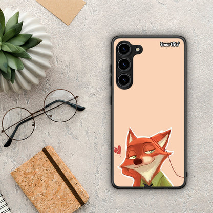 Θήκη Samsung Galaxy S23 Plus Nick Wilde And Judy Hopps Love 1 από τη Smartfits με σχέδιο στο πίσω μέρος και μαύρο περίβλημα | Samsung Galaxy S23 Plus Nick Wilde And Judy Hopps Love 1 Case with Colorful Back and Black Bezels