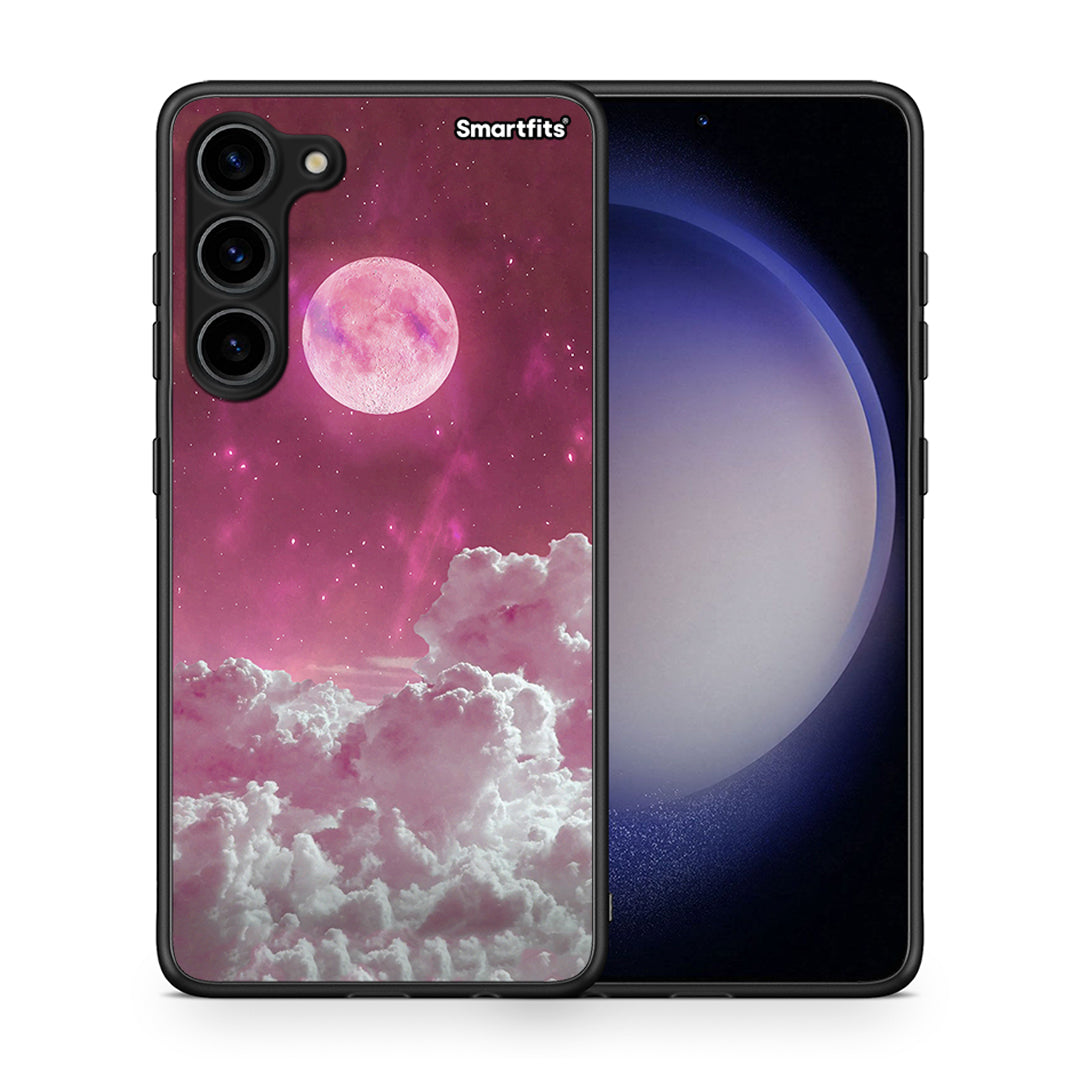 Θήκη Samsung Galaxy S23 Plus Pink Moon από τη Smartfits με σχέδιο στο πίσω μέρος και μαύρο περίβλημα | Samsung Galaxy S23 Plus Pink Moon Case with Colorful Back and Black Bezels