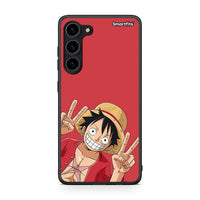 Thumbnail for Θήκη Samsung Galaxy S23 Plus Pirate Luffy από τη Smartfits με σχέδιο στο πίσω μέρος και μαύρο περίβλημα | Samsung Galaxy S23 Plus Pirate Luffy Case with Colorful Back and Black Bezels