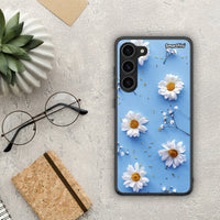 Thumbnail for Θήκη Samsung Galaxy S23 Plus Real Daisies από τη Smartfits με σχέδιο στο πίσω μέρος και μαύρο περίβλημα | Samsung Galaxy S23 Plus Real Daisies Case with Colorful Back and Black Bezels