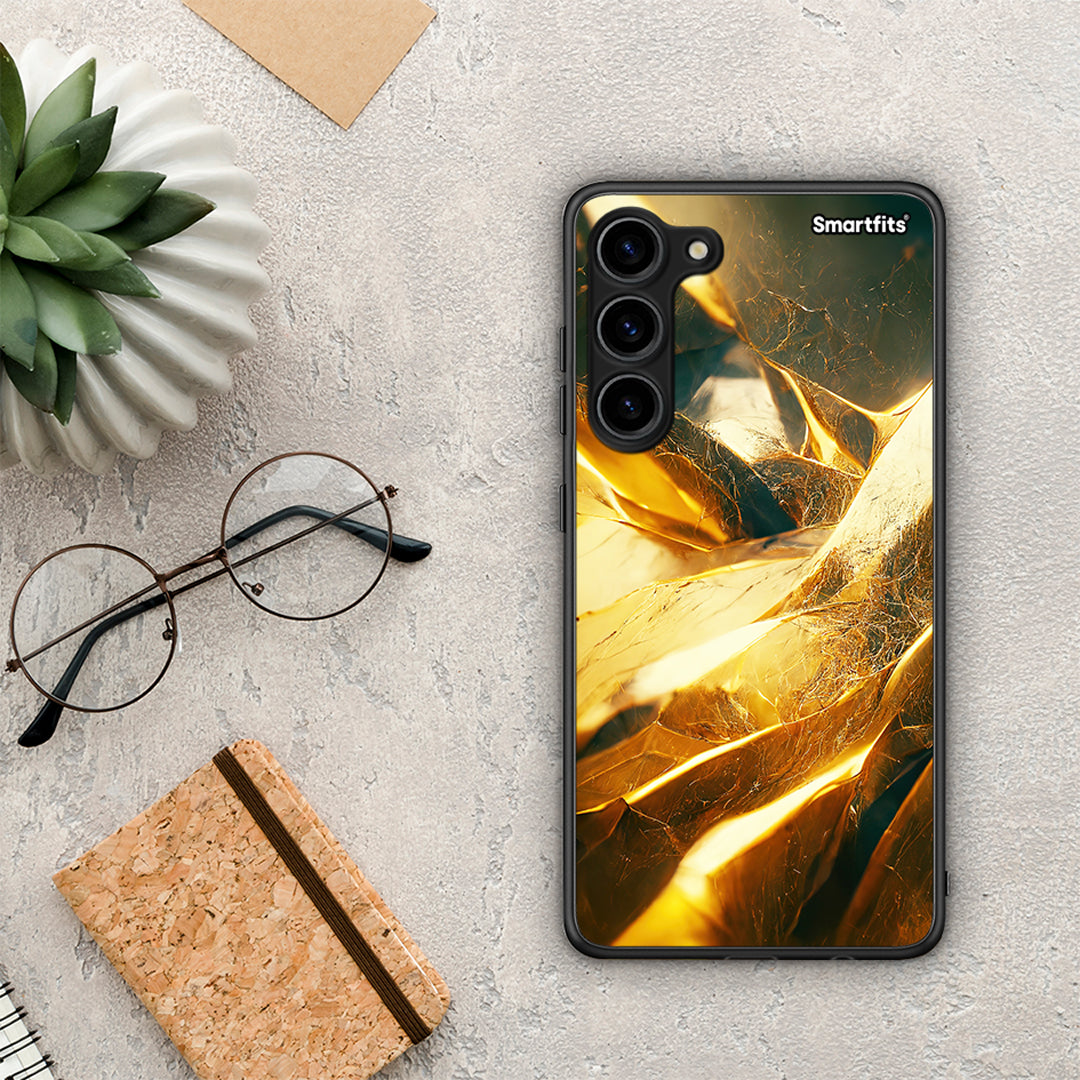 Θήκη Samsung Galaxy S23 Plus Real Gold από τη Smartfits με σχέδιο στο πίσω μέρος και μαύρο περίβλημα | Samsung Galaxy S23 Plus Real Gold Case with Colorful Back and Black Bezels