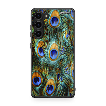 Θήκη Samsung Galaxy S23 Plus Real Peacock Feathers από τη Smartfits με σχέδιο στο πίσω μέρος και μαύρο περίβλημα | Samsung Galaxy S23 Plus Real Peacock Feathers Case with Colorful Back and Black Bezels