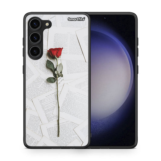 Θήκη Samsung Galaxy S23 Plus Red Rose από τη Smartfits με σχέδιο στο πίσω μέρος και μαύρο περίβλημα | Samsung Galaxy S23 Plus Red Rose Case with Colorful Back and Black Bezels
