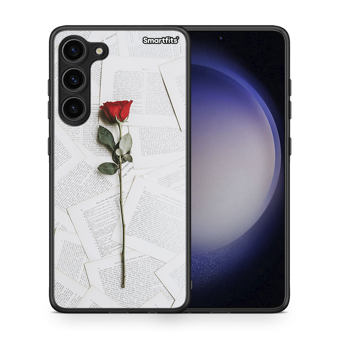 Θήκη Samsung Galaxy S23 Plus Red Rose από τη Smartfits με σχέδιο στο πίσω μέρος και μαύρο περίβλημα | Samsung Galaxy S23 Plus Red Rose Case with Colorful Back and Black Bezels