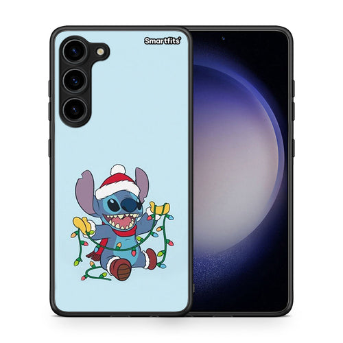 Θήκη Samsung Galaxy S23 Plus Santa Stich από τη Smartfits με σχέδιο στο πίσω μέρος και μαύρο περίβλημα | Samsung Galaxy S23 Plus Santa Stich Case with Colorful Back and Black Bezels