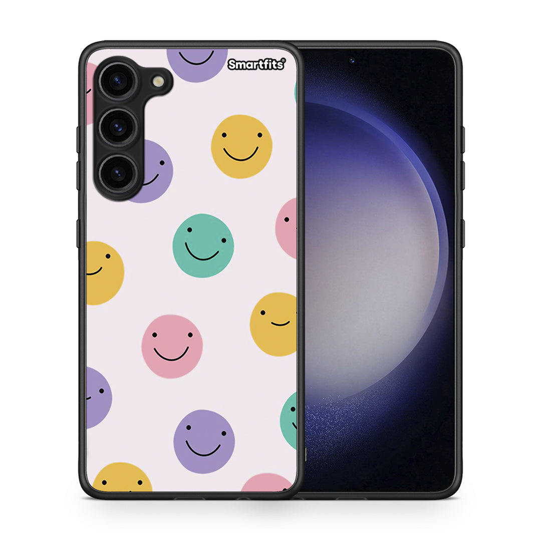 Θήκη Samsung Galaxy S23 Plus Smiley Faces από τη Smartfits με σχέδιο στο πίσω μέρος και μαύρο περίβλημα | Samsung Galaxy S23 Plus Smiley Faces Case with Colorful Back and Black Bezels