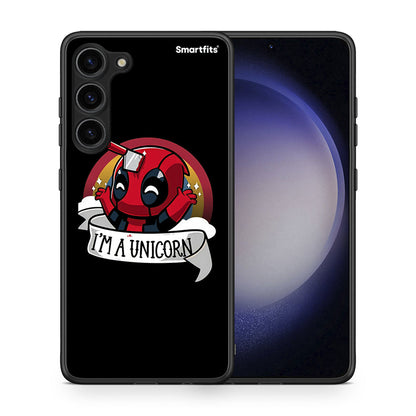 Θήκη Samsung Galaxy S23 Plus Unicorn Deadpool από τη Smartfits με σχέδιο στο πίσω μέρος και μαύρο περίβλημα | Samsung Galaxy S23 Plus Unicorn Deadpool Case with Colorful Back and Black Bezels