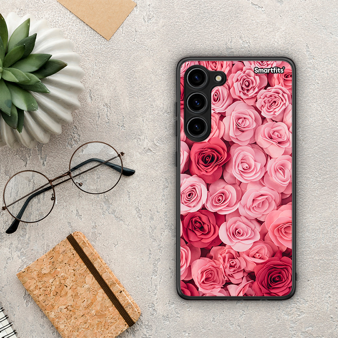 Θήκη Samsung Galaxy S23 Plus Valentine RoseGarden από τη Smartfits με σχέδιο στο πίσω μέρος και μαύρο περίβλημα | Samsung Galaxy S23 Plus Valentine RoseGarden Case with Colorful Back and Black Bezels