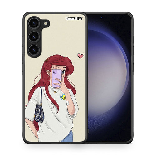 Θήκη Samsung Galaxy S23 Plus Walking Mermaid από τη Smartfits με σχέδιο στο πίσω μέρος και μαύρο περίβλημα | Samsung Galaxy S23 Plus Walking Mermaid Case with Colorful Back and Black Bezels