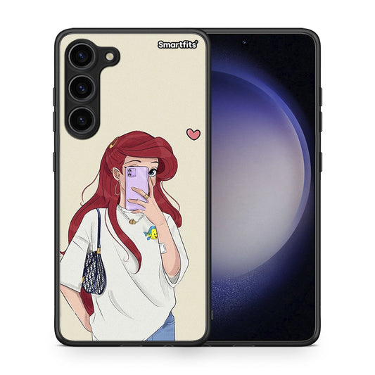 Θήκη Samsung Galaxy S23 Plus Walking Mermaid από τη Smartfits με σχέδιο στο πίσω μέρος και μαύρο περίβλημα | Samsung Galaxy S23 Plus Walking Mermaid Case with Colorful Back and Black Bezels