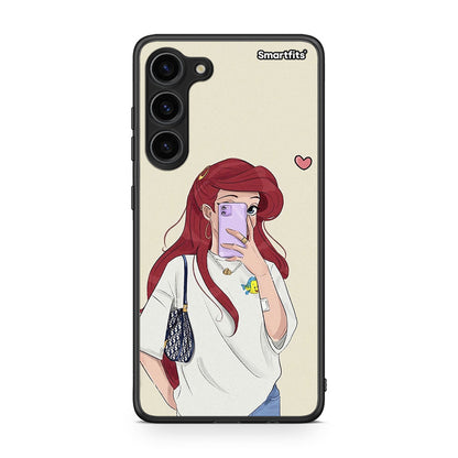 Θήκη Samsung Galaxy S23 Plus Walking Mermaid από τη Smartfits με σχέδιο στο πίσω μέρος και μαύρο περίβλημα | Samsung Galaxy S23 Plus Walking Mermaid Case with Colorful Back and Black Bezels