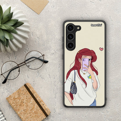 Θήκη Samsung Galaxy S23 Plus Walking Mermaid από τη Smartfits με σχέδιο στο πίσω μέρος και μαύρο περίβλημα | Samsung Galaxy S23 Plus Walking Mermaid Case with Colorful Back and Black Bezels