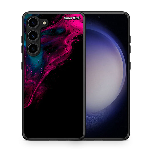 Θήκη Samsung Galaxy S23 Plus Watercolor Pink Black από τη Smartfits με σχέδιο στο πίσω μέρος και μαύρο περίβλημα | Samsung Galaxy S23 Plus Watercolor Pink Black Case with Colorful Back and Black Bezels