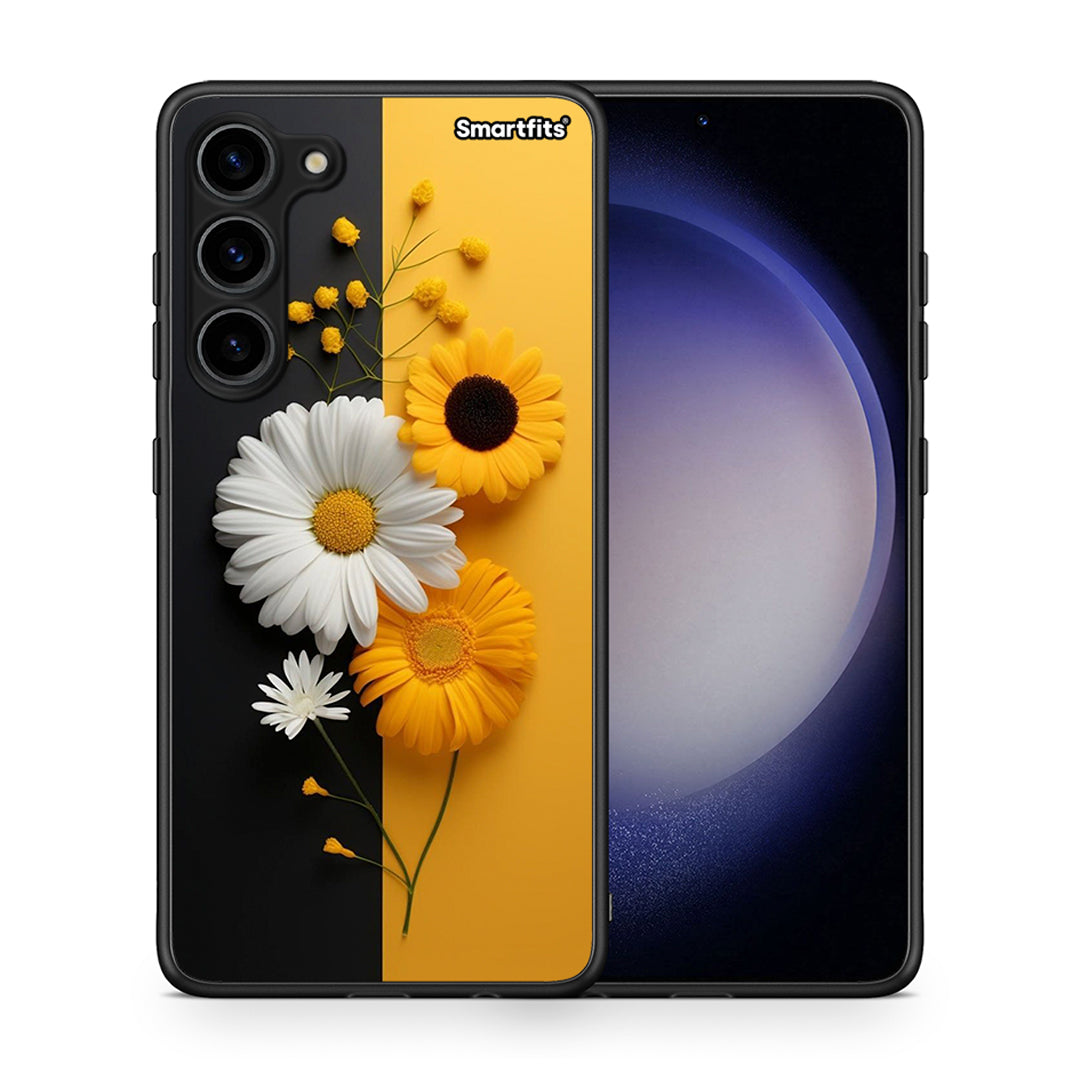 Θήκη Samsung Galaxy S23 Plus Yellow Daisies από τη Smartfits με σχέδιο στο πίσω μέρος και μαύρο περίβλημα | Samsung Galaxy S23 Plus Yellow Daisies Case with Colorful Back and Black Bezels