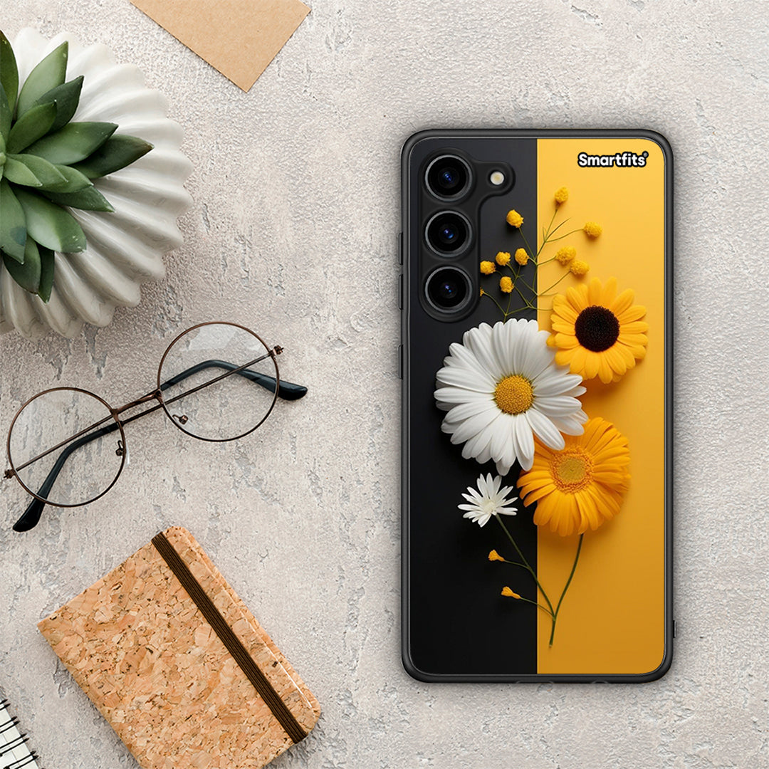 Θήκη Samsung Galaxy S23 Plus Yellow Daisies από τη Smartfits με σχέδιο στο πίσω μέρος και μαύρο περίβλημα | Samsung Galaxy S23 Plus Yellow Daisies Case with Colorful Back and Black Bezels