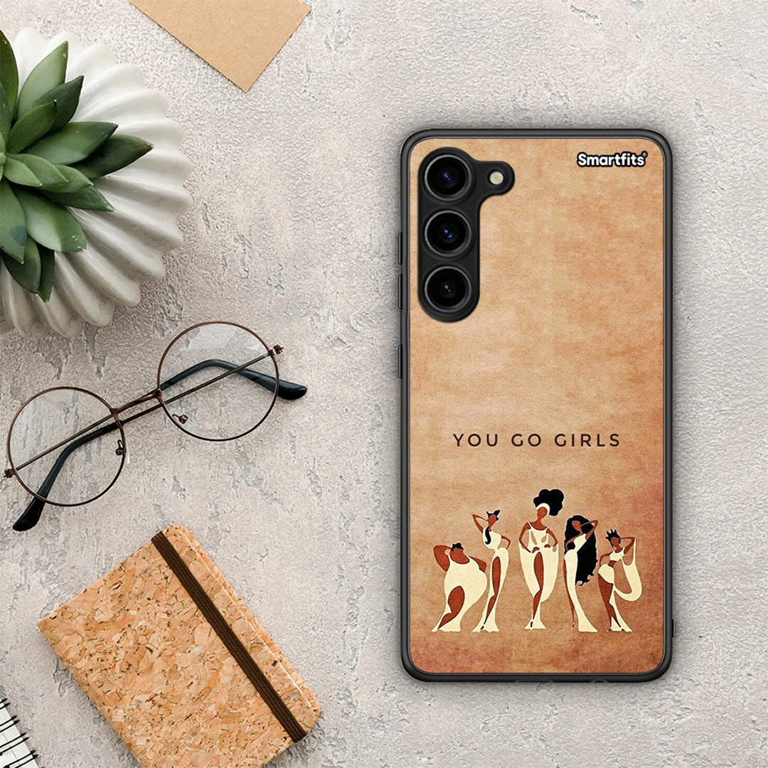 Θήκη Samsung Galaxy S23 Plus You Go Girl από τη Smartfits με σχέδιο στο πίσω μέρος και μαύρο περίβλημα | Samsung Galaxy S23 Plus You Go Girl Case with Colorful Back and Black Bezels
